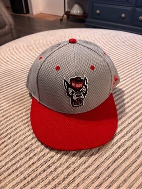 adidas men red and grey NC State Snapback Hat